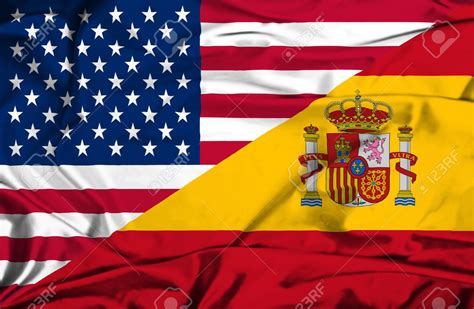 spanish flag and american flag